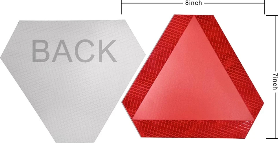 2 Pack Slow Moving Vehicle Sign 7×8 Inch Reflective Vehicle Triangle Sticker
