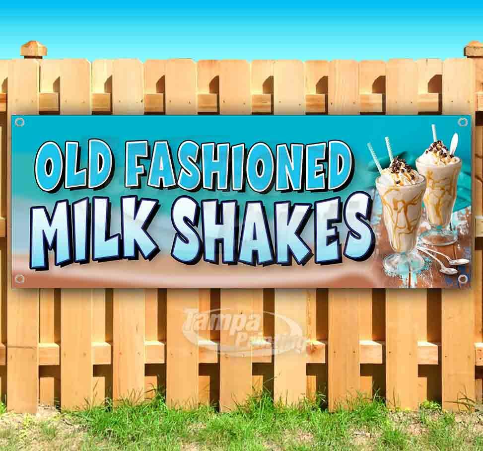 OLD FASHION MILK SHAKES Advertising Vinyl Banner Flag Sign CARNIVAL FAIR FOOD
