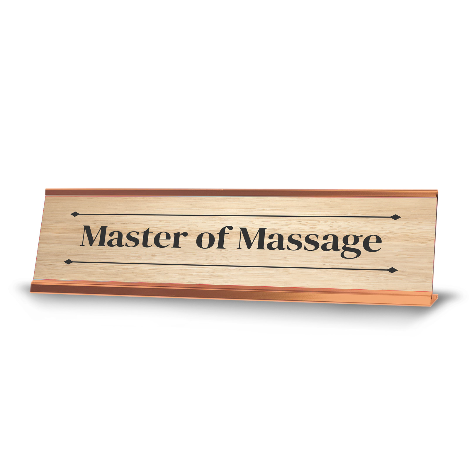 Master of Massage Rose Gold Frame Desk Sign (2×8″) Novelty Workplace and Home