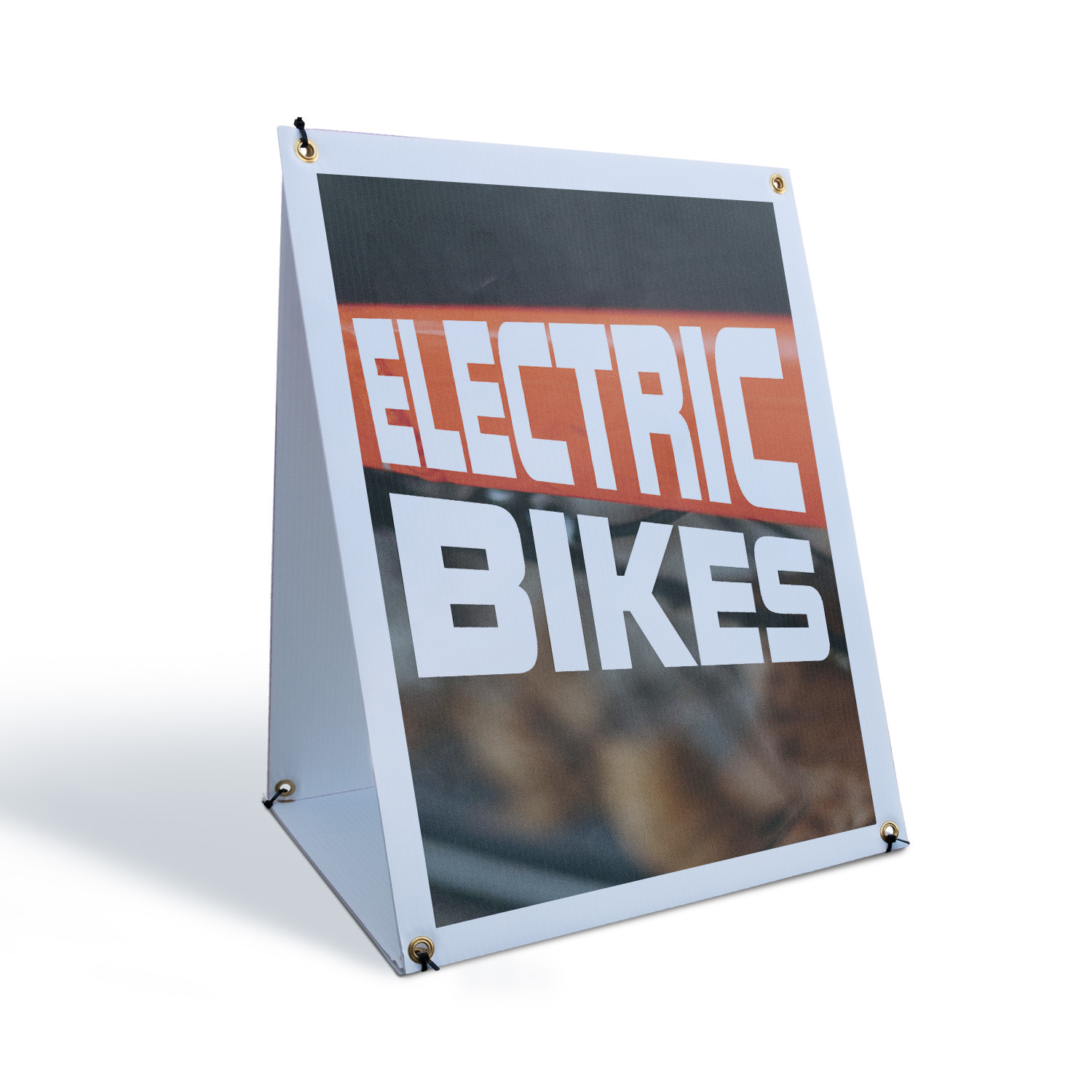 Electric Bikes A-Frame Sidewalk Sign Green Transport Convenient Rentals Fun