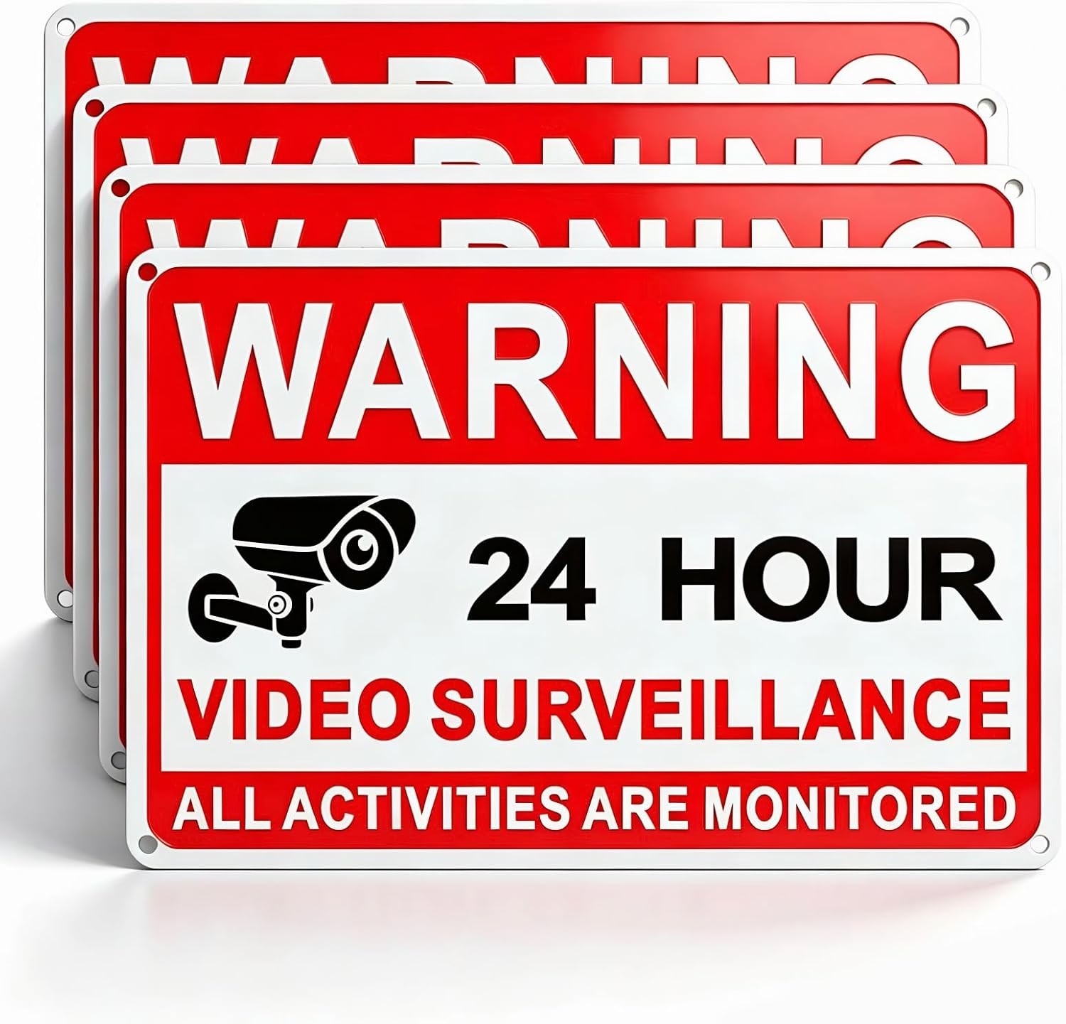 4 Pack Video Surveillance Signs, 24hr Monitoring No Trespassing Camera Sign | 8x