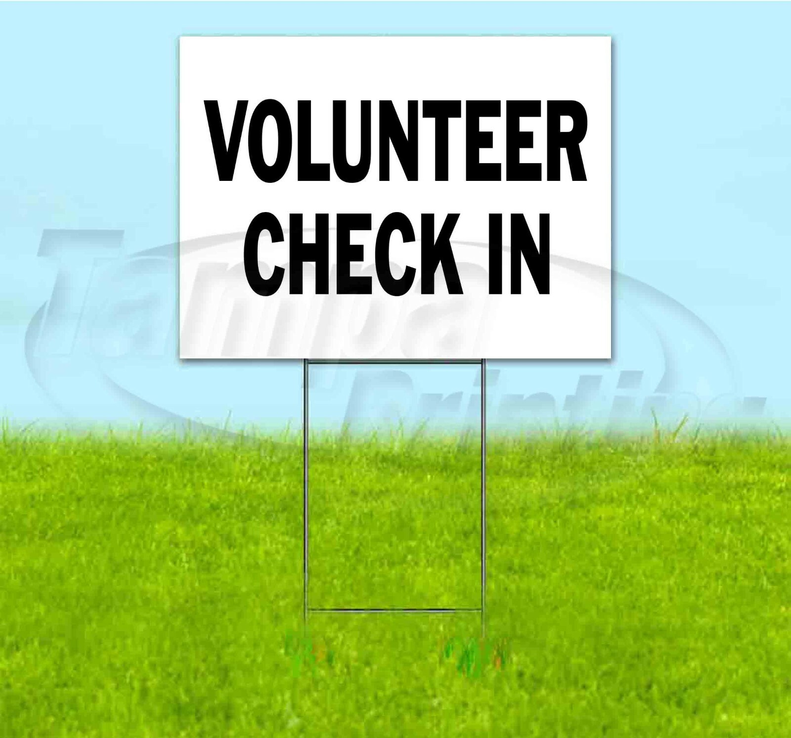 VOLUNTEER CHECK IN 18×24 Yard Sign WITH STAKE Corrugated Bandit DIRECTIONAL