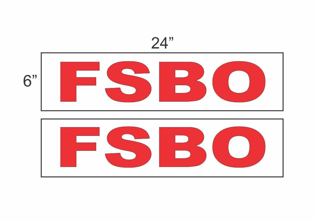 Red FSBO 6″x24″ REAL ESTATE RIDER SIGNS Buy 1 Get 1 FREE For Sale by Owner