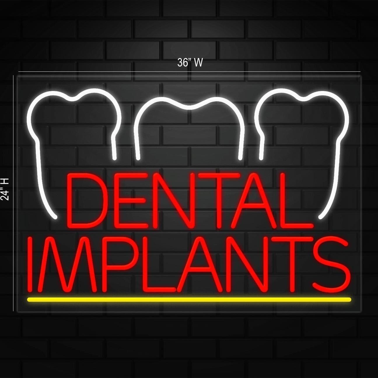 Dental Implants Neon Sign for Retail Displays |LED Flex Neon | 36″W x 24″H x 1″D