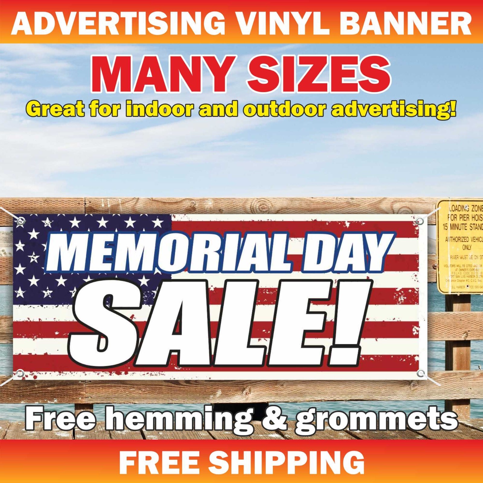 MEMORIAL DAY SALE Advertising Banner Vinyl Sign Event Holidays Discount Military