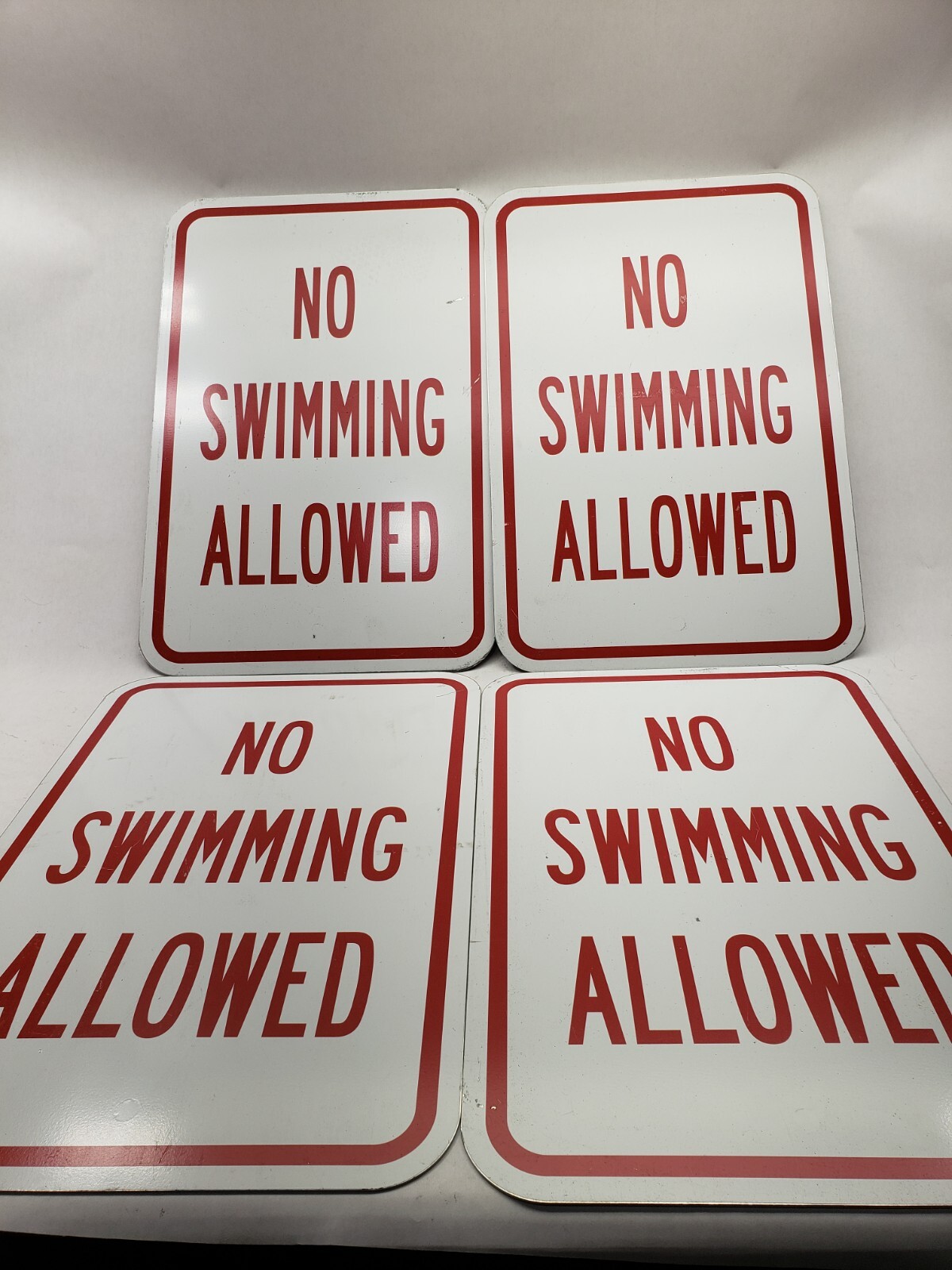 LOT OF 4 No Swimming Allowed Sign 12″ X 18″ Heavy Gauge Aluminum Signs