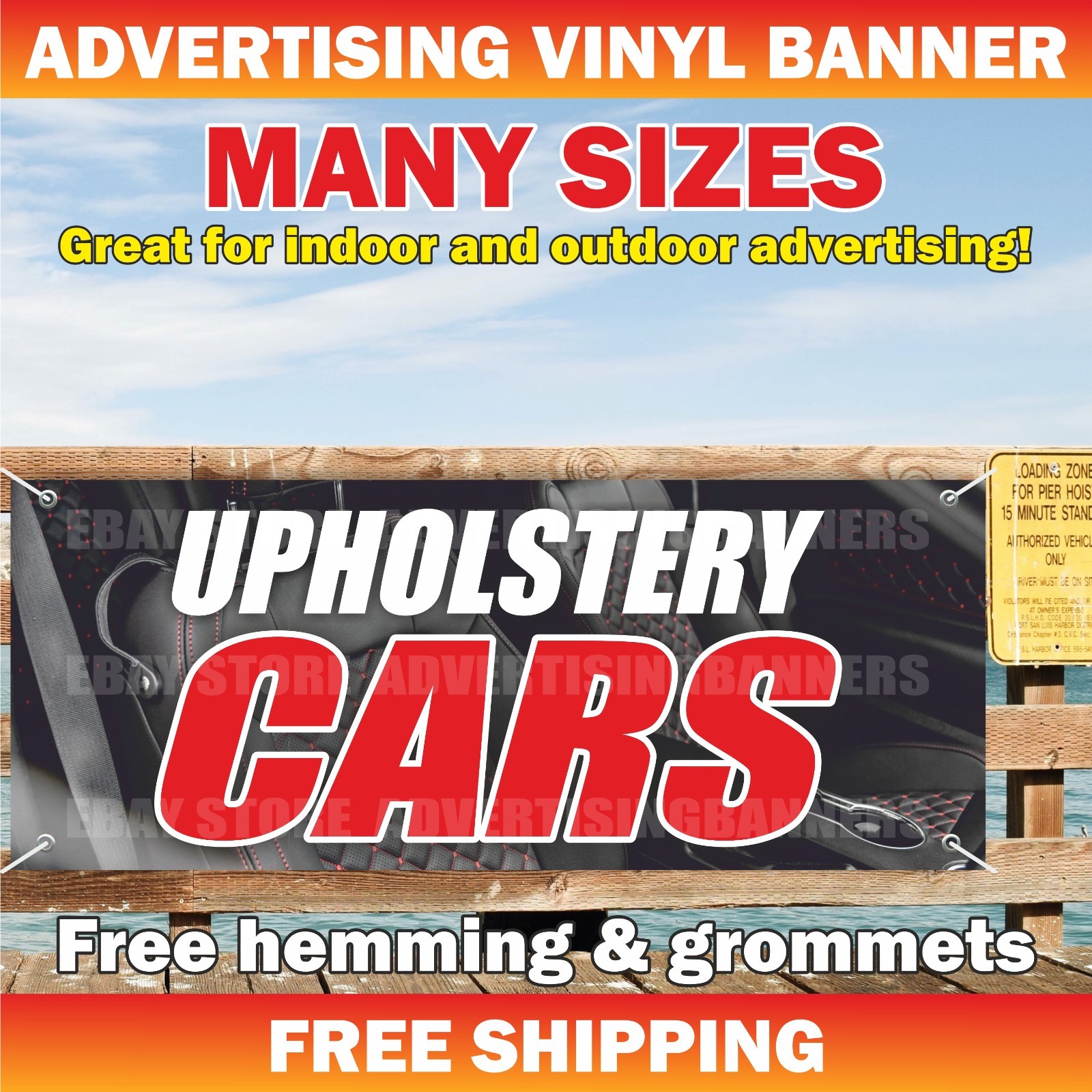 UPHOLSTERY CARS Advertising Banner Vinyl Mash Sign AUTO DETAILING service repair