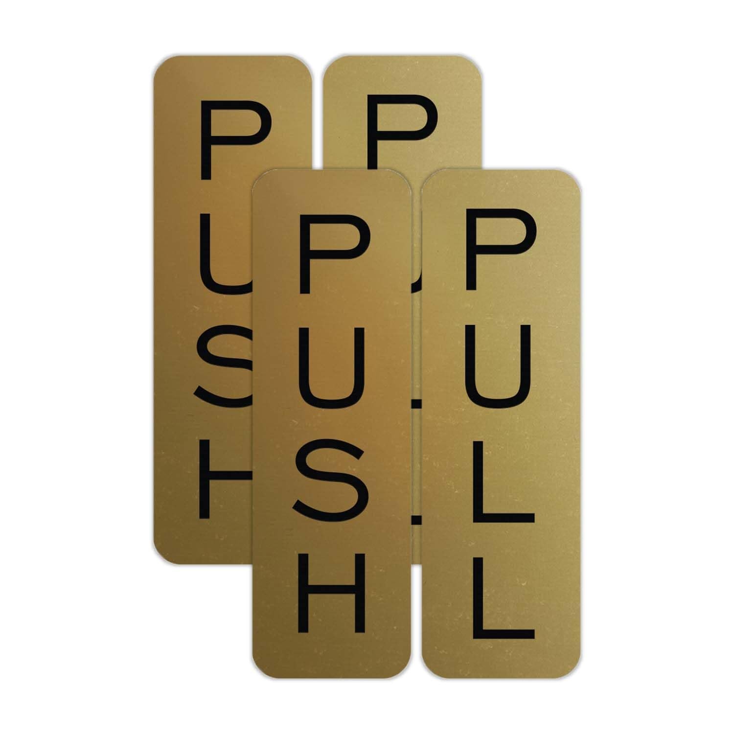 2 PCS Basic Vertical Push Pull Door Sign Small Brushed Gold Store Display