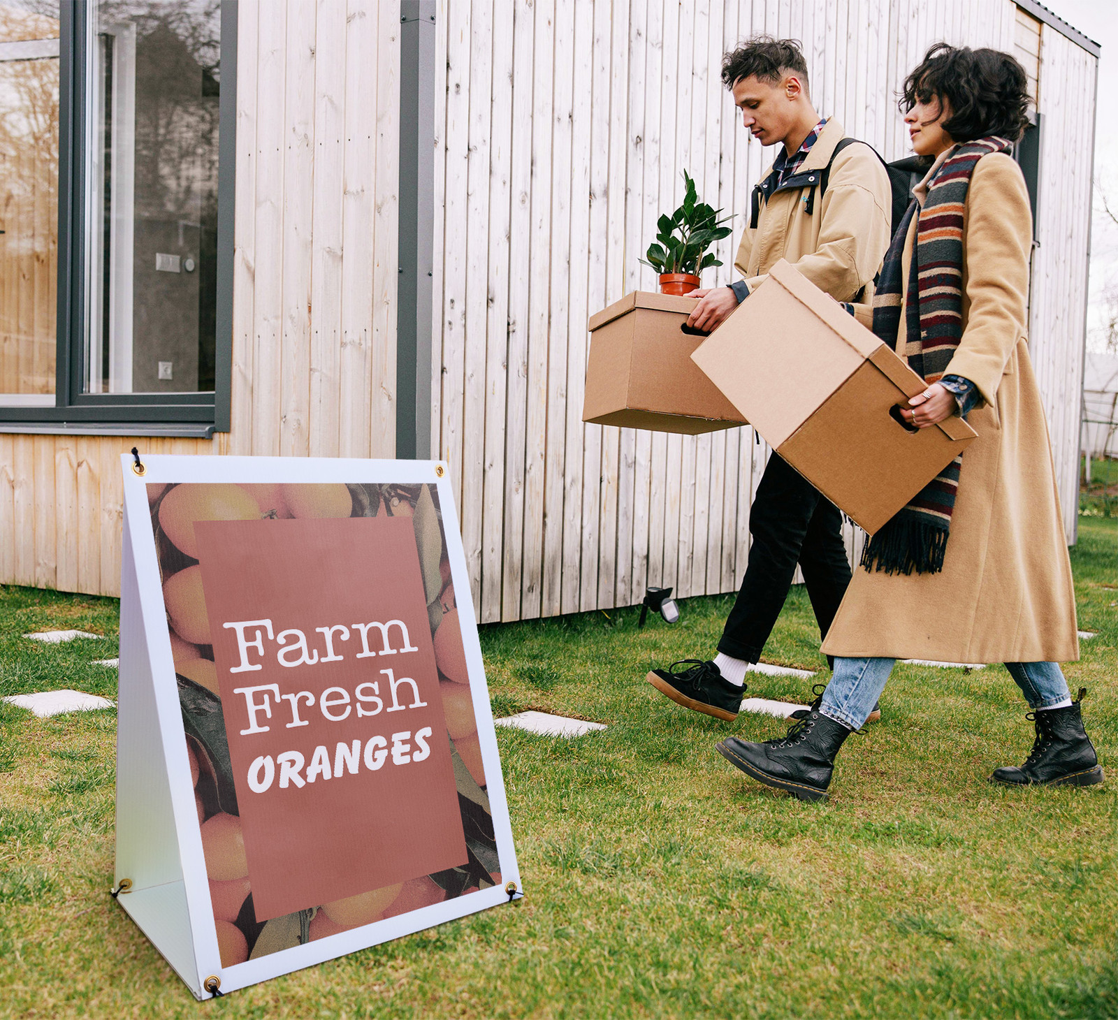 Farm Fresh Oranges A-Frame Sidewalk Sign Juicy Citrus Locally Grown Farmers