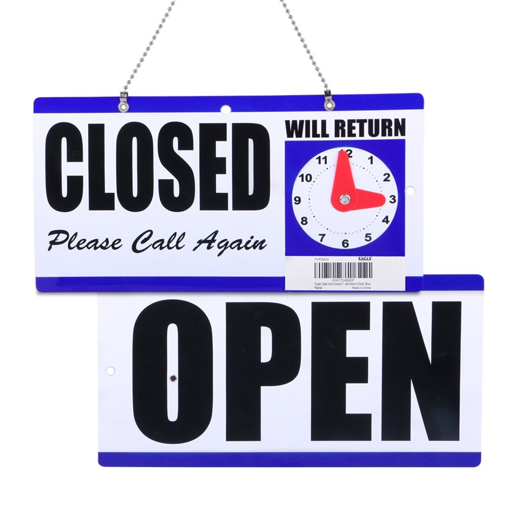 Open Sign Business Hour Closed Open Sign Will Return Clock for Restaurant Office