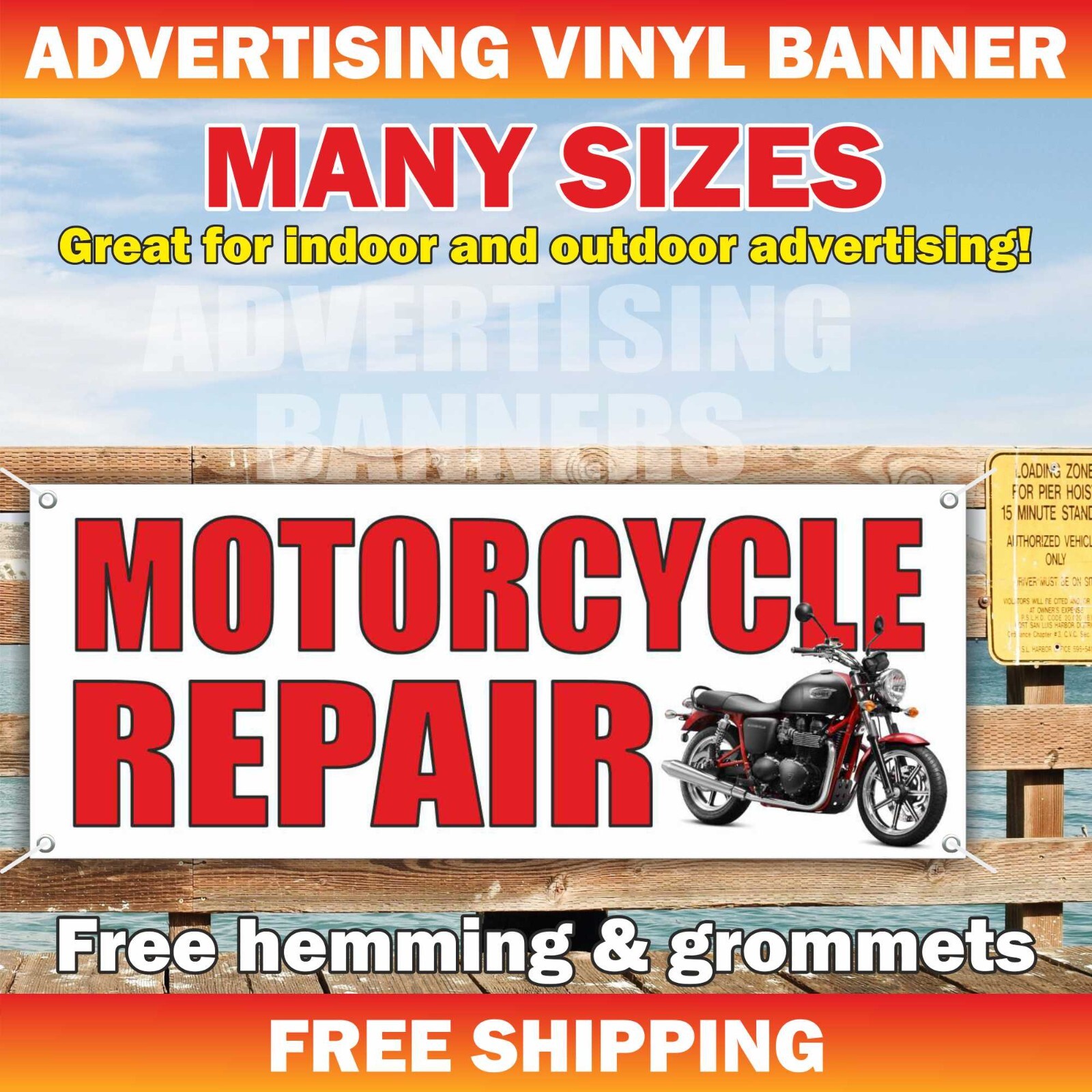 Motorcycle Repair Advertising Banner Vinyl Mesh Sign Sales Service Car auto Fix