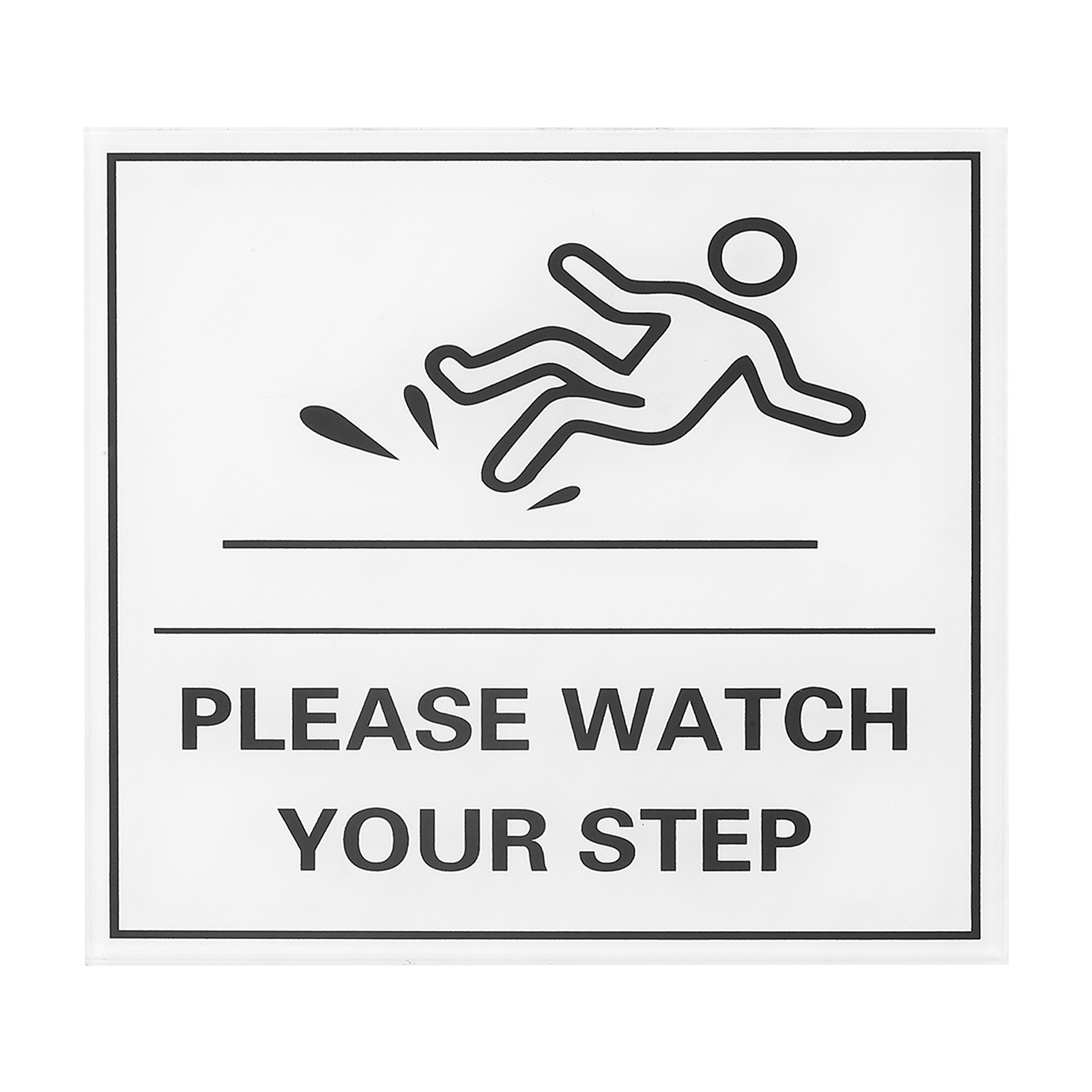 6″ x 6″ Please Watch Your Step Sign, 1 Pcs Warning Sign White with Black Text