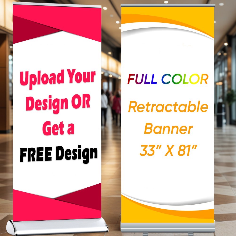 33″x81″ – Custom Premium Retractable Banner with stand For Events – FREE DESIGN