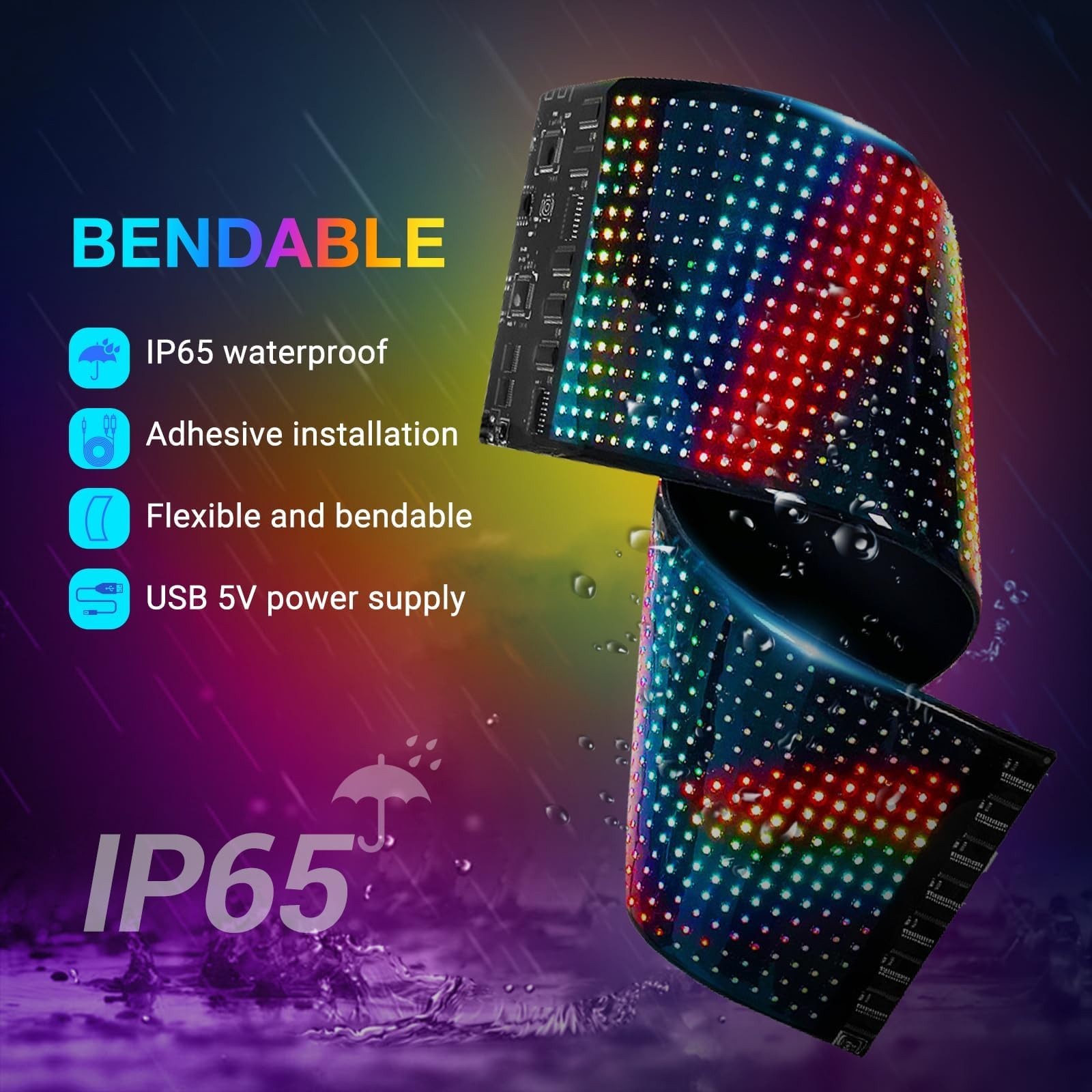 15″x4″ Programmable LED Scrolling Sign – Bluetooth RGB Display Panel for Custom