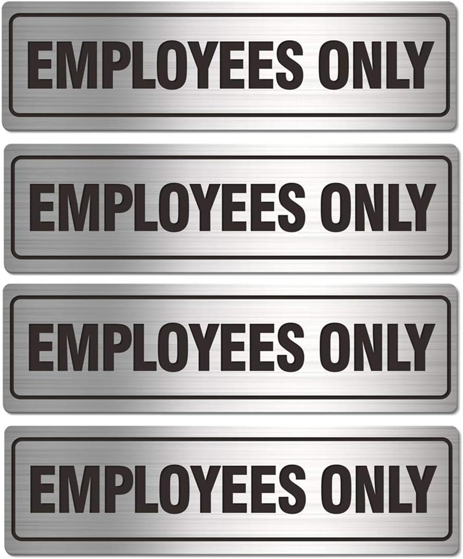 Employees Only Sign for Office Business Door Aluminum Metal Black White Signs fo