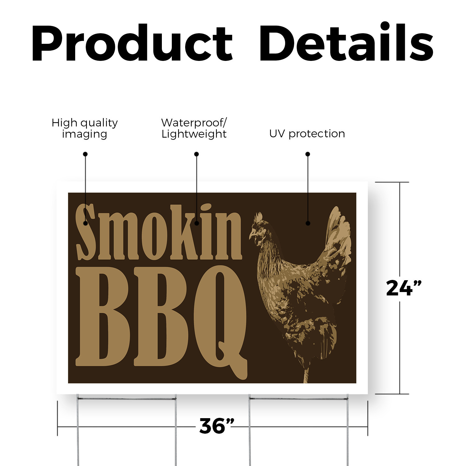 Smokin BBQ Yard Sign Freshly Grilled, Restaurant Promotions, Local Events