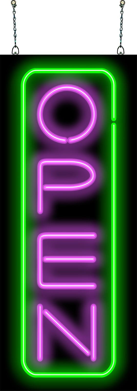 Vertical Deluxe Open Neon Sign – Large 13″ x 32″ – Real Neon Attracts Customers