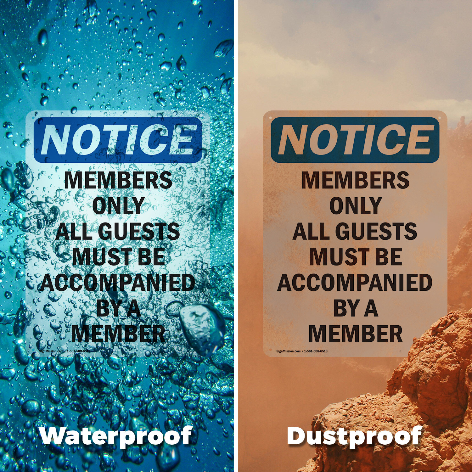 (2 Pack) Members Only All Guests Must Be OSHA Notice Sign Decal Metal Plastic