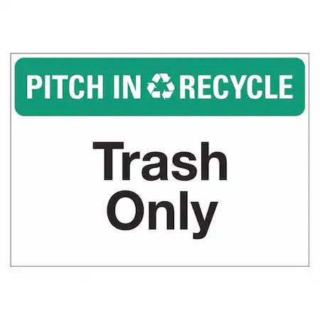 Lyle Lcu1-0132-Ed-Pk5_14X10 Pitch In & Recycle Trash Only, 14 In W X 10 In H,