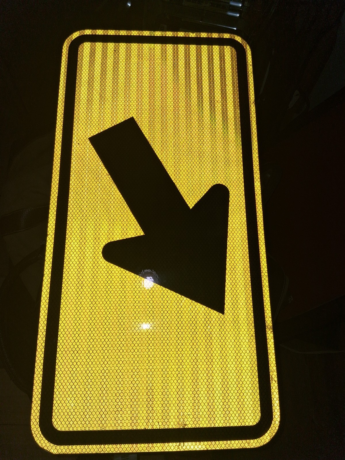 Reflective Sign, Directional Arrow, Amber Background, Black Arrow. 12″ X…