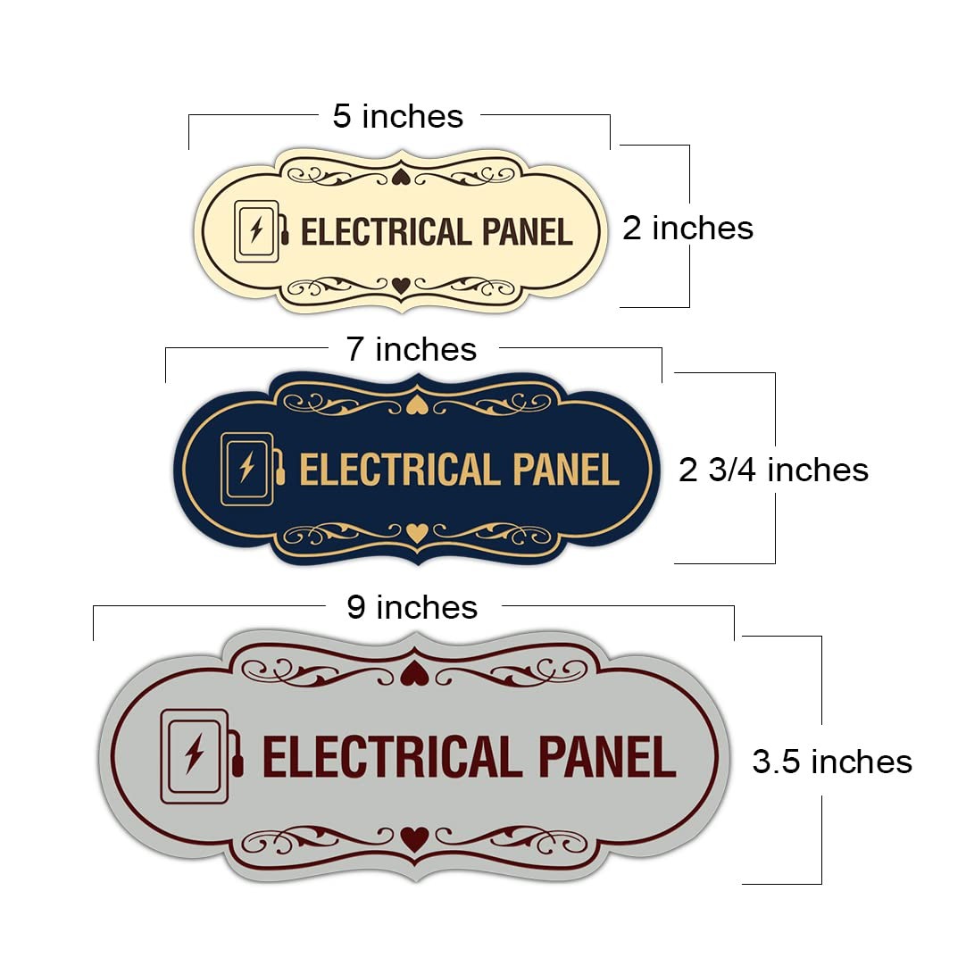 Designer Electrical Panel Box Sign Black Gold – Large