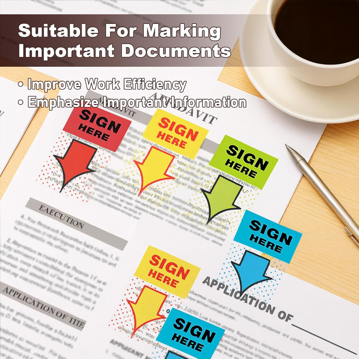 500Pcs Sign Here Stickers – Adhesive Arrow Labels, Sign Here Flags, Tabs & Stick