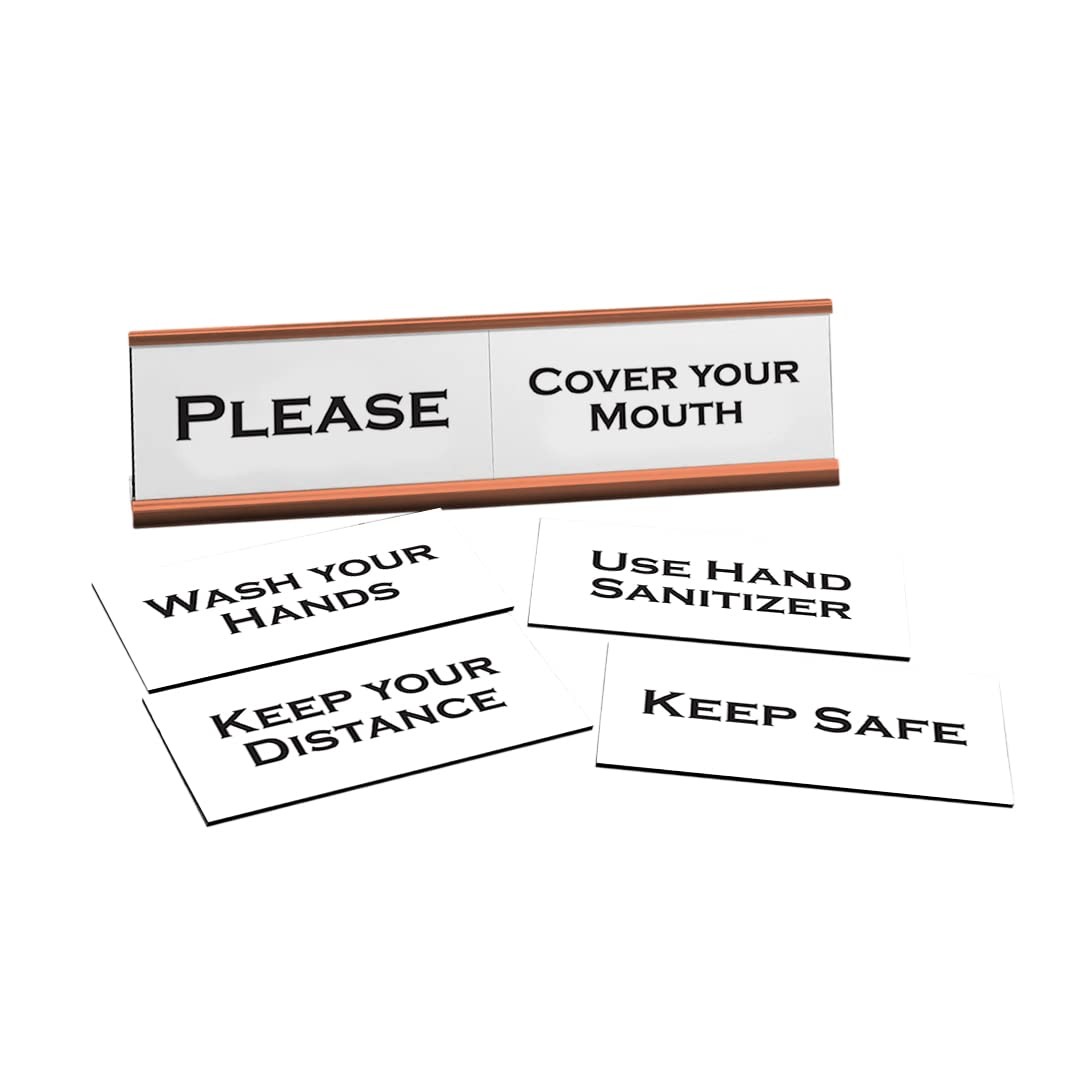Hygiene Word Play Nameplate, Rose Gold Desk Sign, 6 Tiles (2 x 8″)