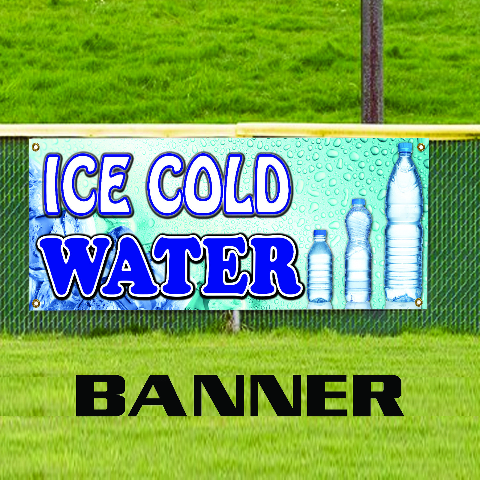 Ice Cold Water Bottle Vinyl Banner Mineral Water Shop Advertising Banner Flag