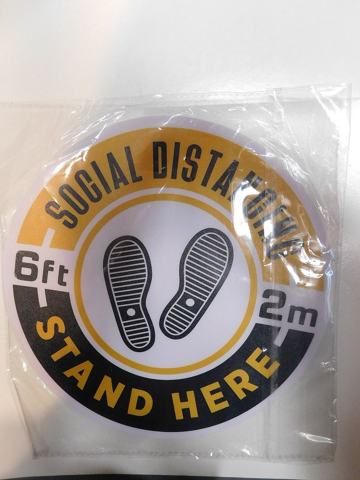 Social Distancing Floor Decals – 8″ Round – Pack of 12 – Six Feet Apart Floor