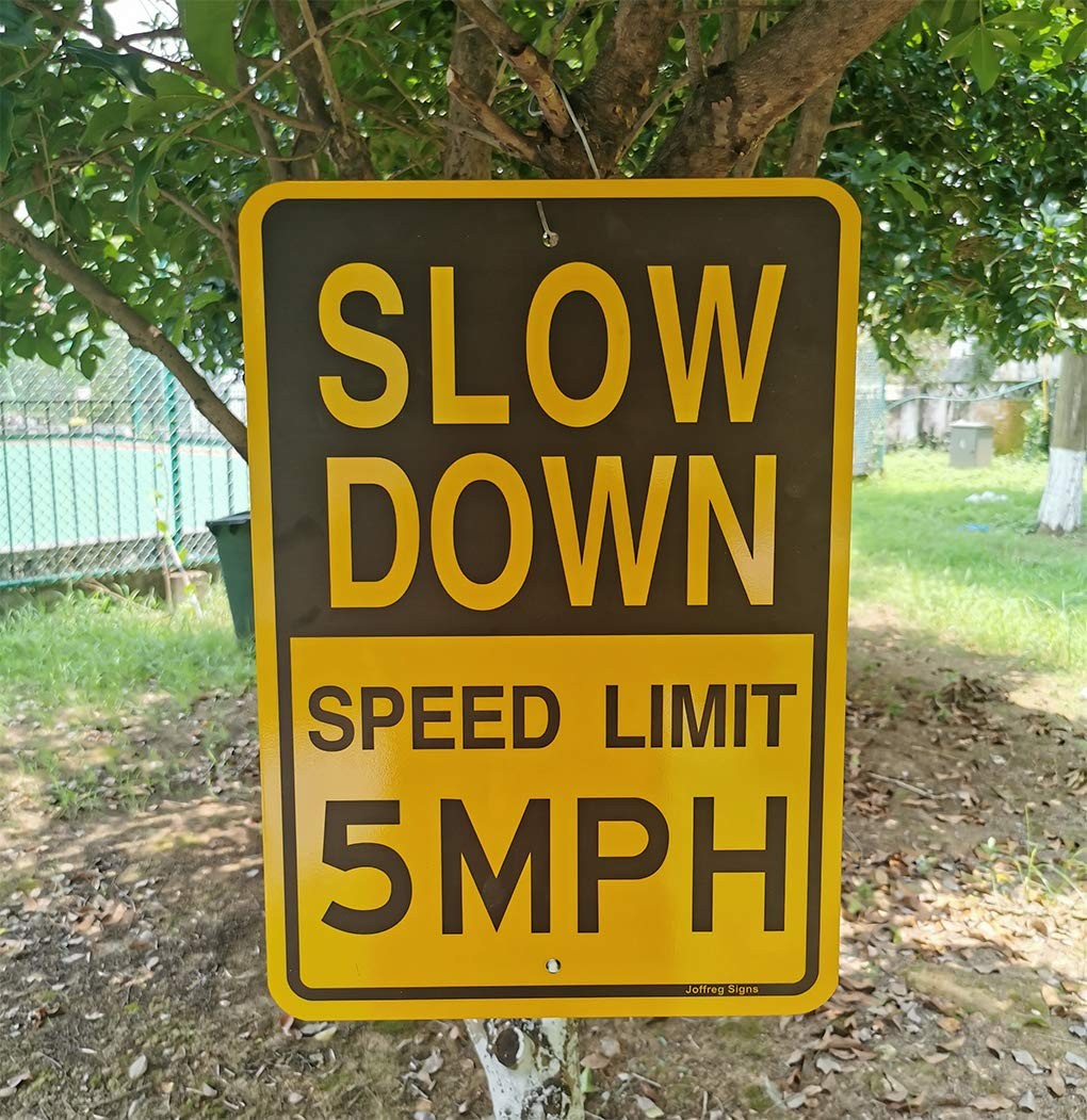 Slow Down Speed Limit 5 MPH Sign 17 x 12 Inches Reflective Aluminum 2 Pack