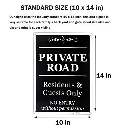 2 Pack Private Road Sign, Residents & Guests Only Access, No Entry Without Permi
