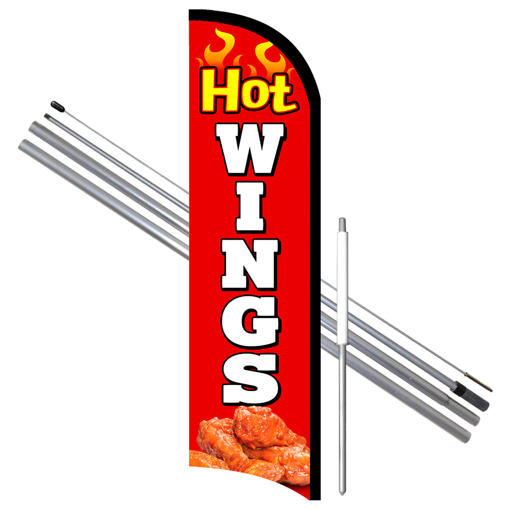 Hot Wings Premium Windless Feather Flag Bundle (Complete Kit) OR Optional Repla