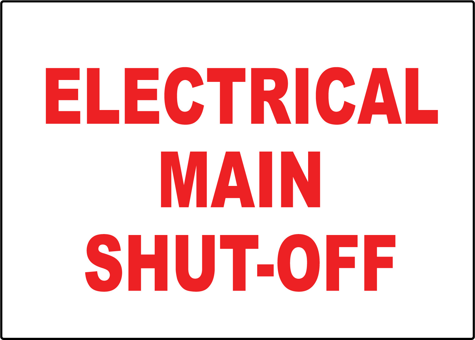 ELECTRICAL MAIN SHUT-OFF | Adhesive Vinyl Sign Decal
