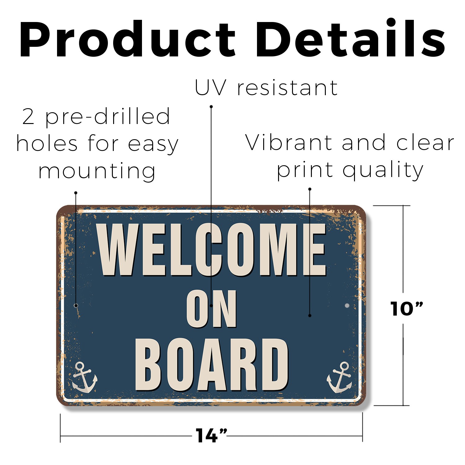 Welcome On Board Street Sign All Hands Happy Sailing Durable Perfect for Boats