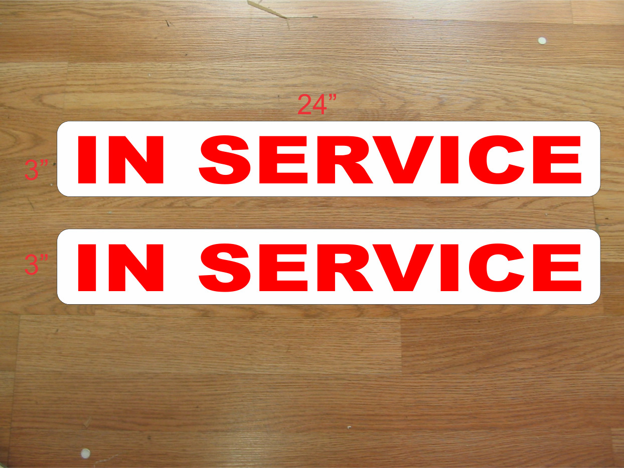 Red IN SERVICE Magnetic Signs to fit Car, Tow Truck, Van SUV US DOT Approve Size