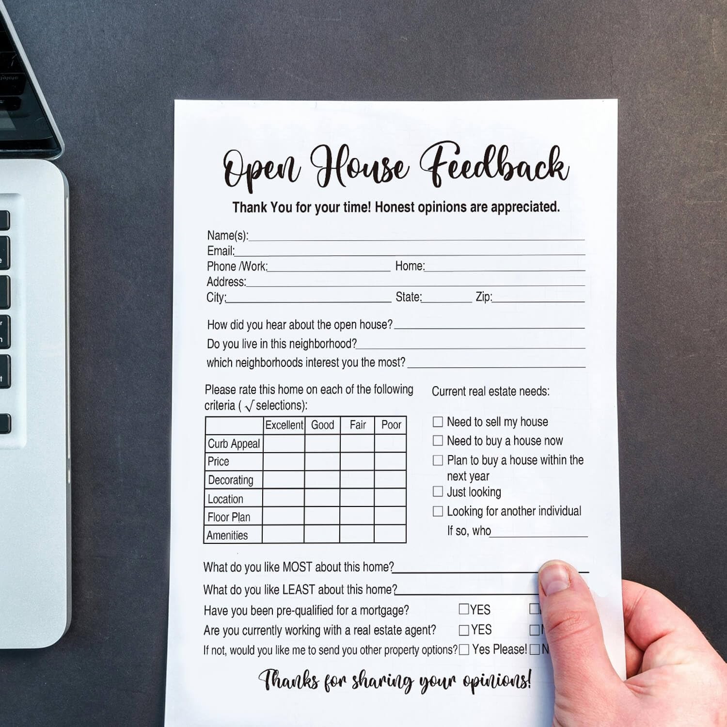 100 Pieces Open House Signs for Real Estate Supplies, Feedback Notepad Sign-i…