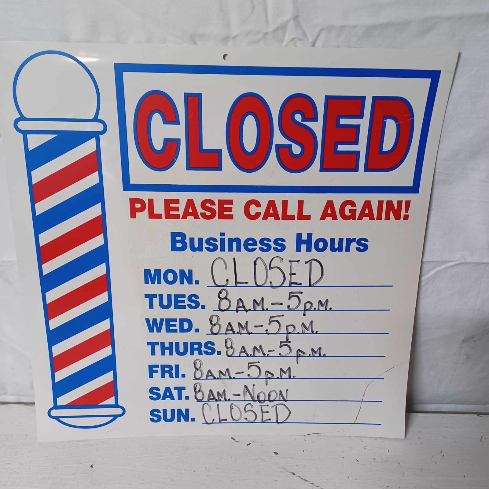 2 Pre-Owned Barber Shop Business Hours Open/Close Signs