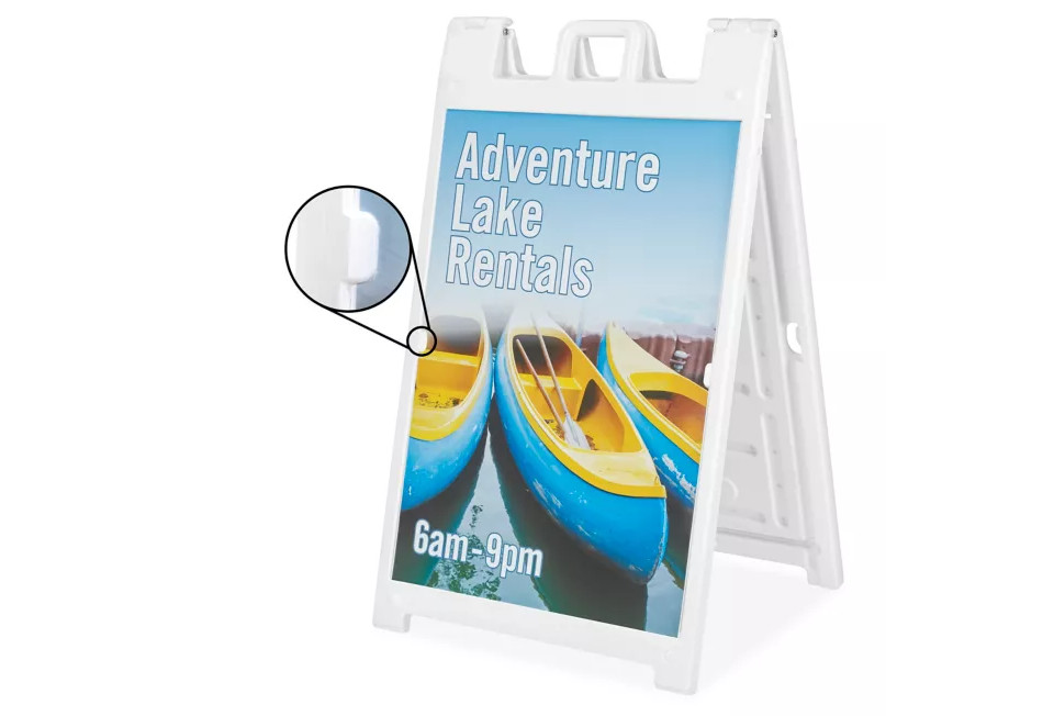 Plastic A-Frame Sign – Deluxe, 24 x 36″, White – Uline H-7902W