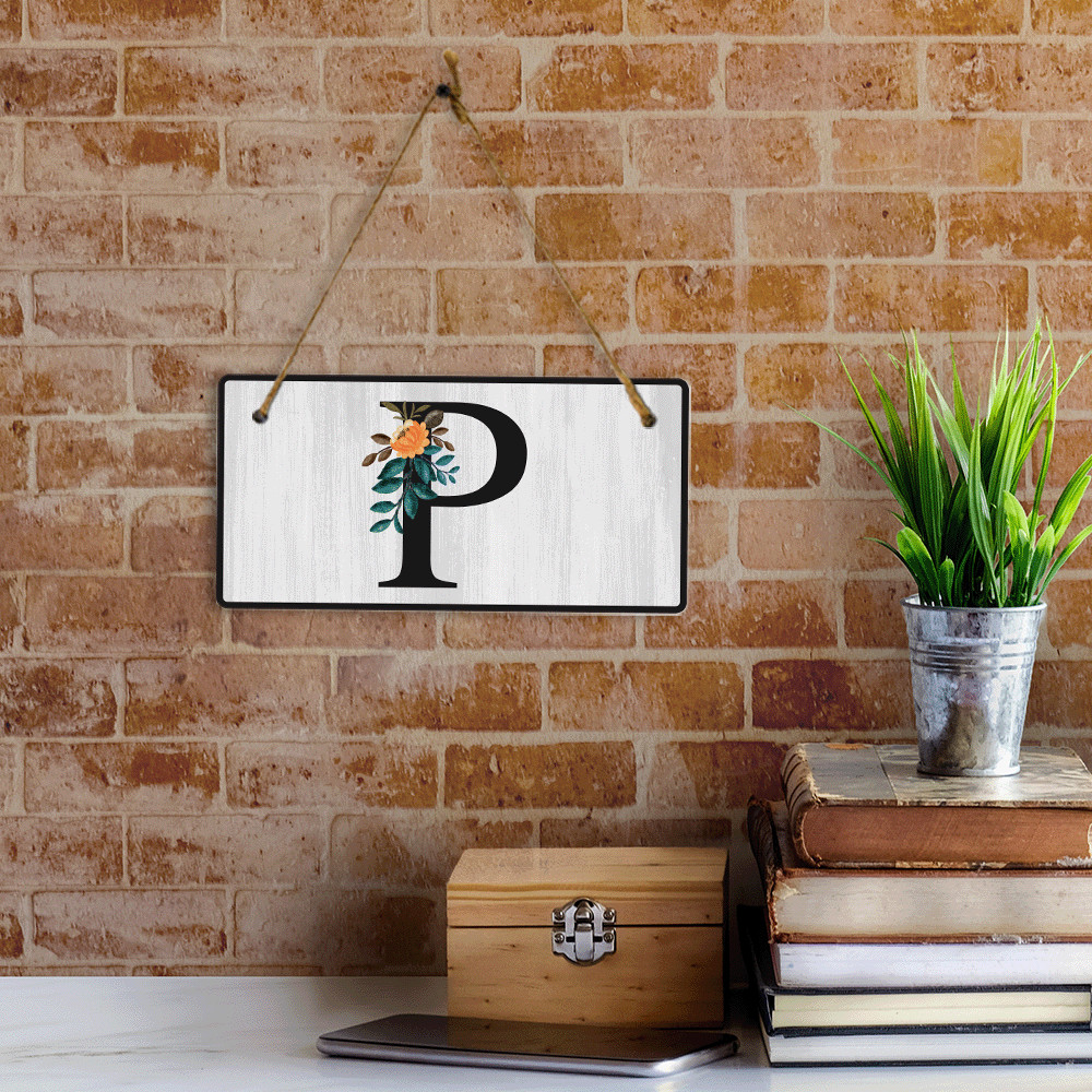 P Flower Decor 5×10 Hanging Wall or Door Sign | Alphabet Letter Room Decoration