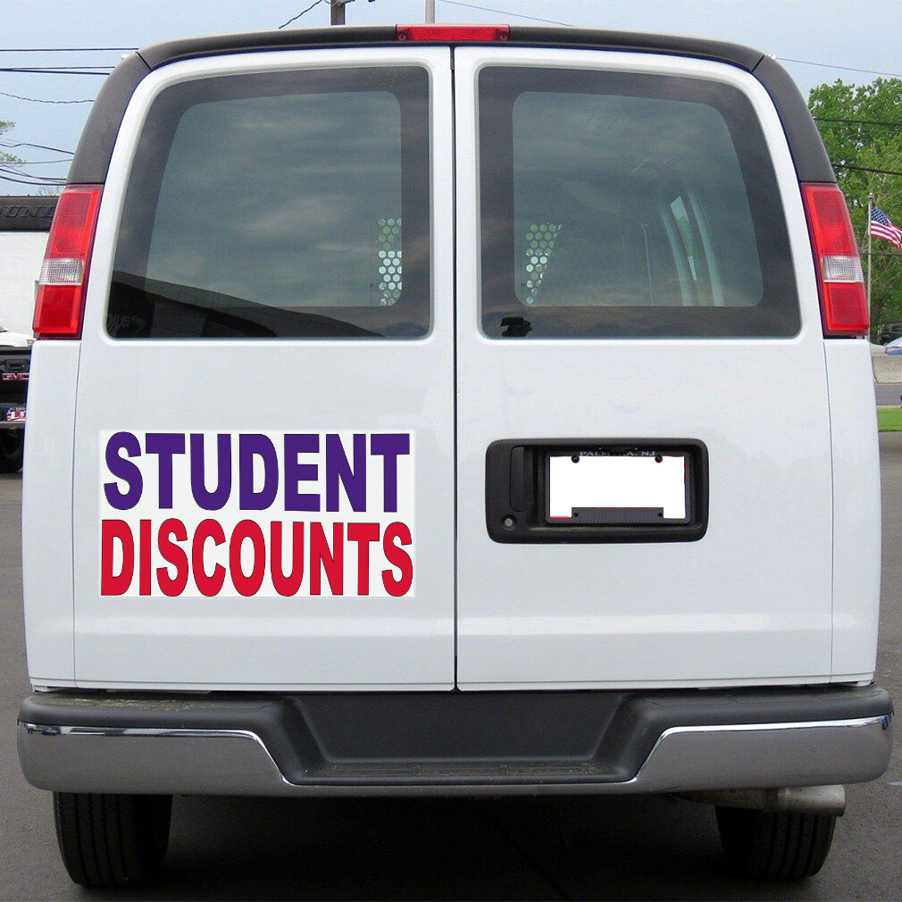 Car Magnet Set of 2 Student Discounts Blue Red Car Advertising Industrial Sign