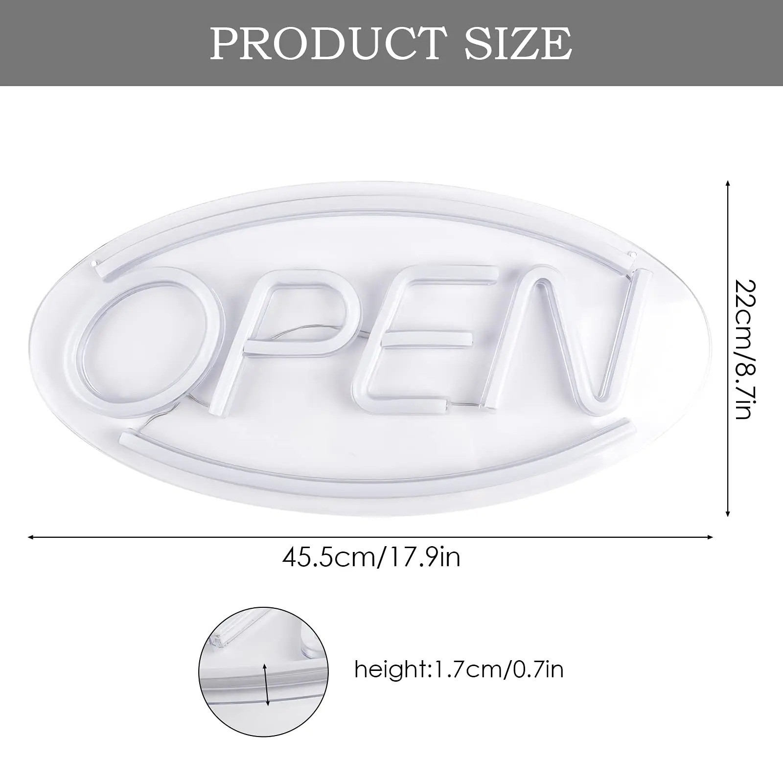 LED OPEN Neon Sign Light 45X22cm USB Powered for Shop Bar Business Window OZ
