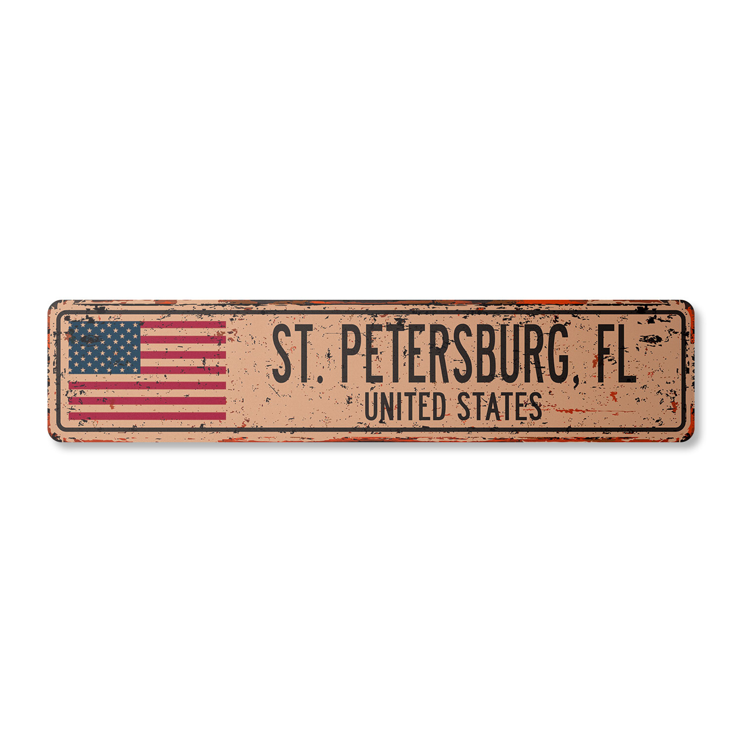 ST. PETERSBURG FL UNITED STATES Vintage Street Sign American flag city country