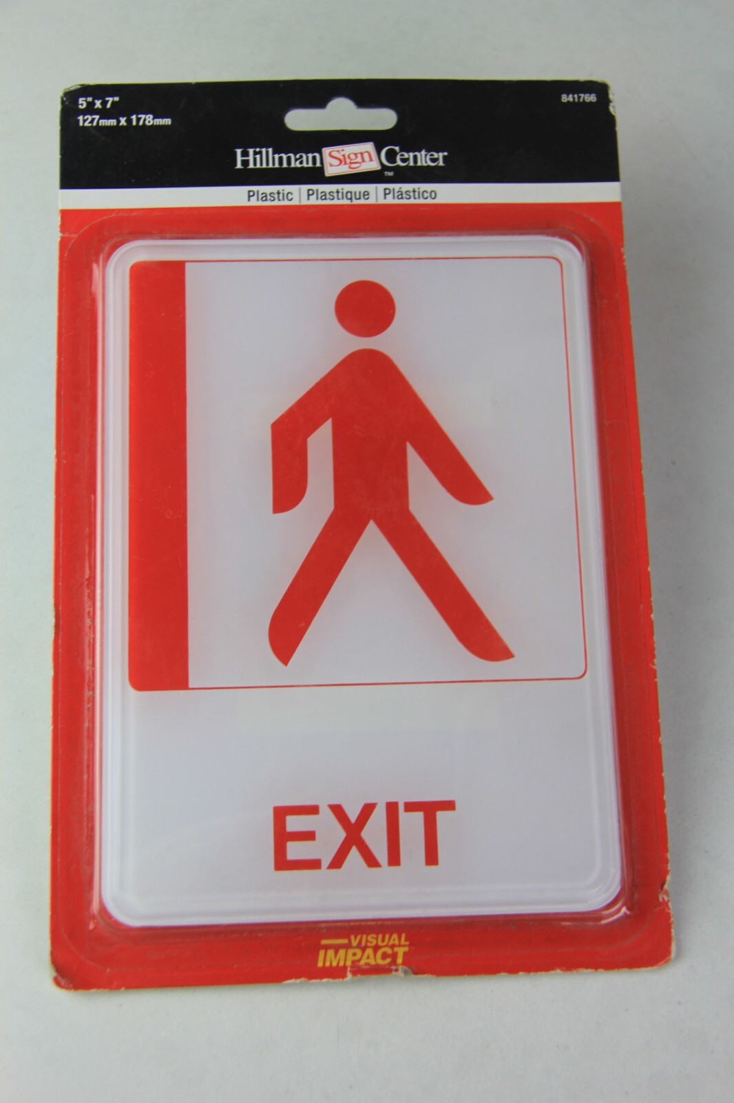 Hillman 5″x7″ Plastic Self-Stick Red “EXIT” Sign