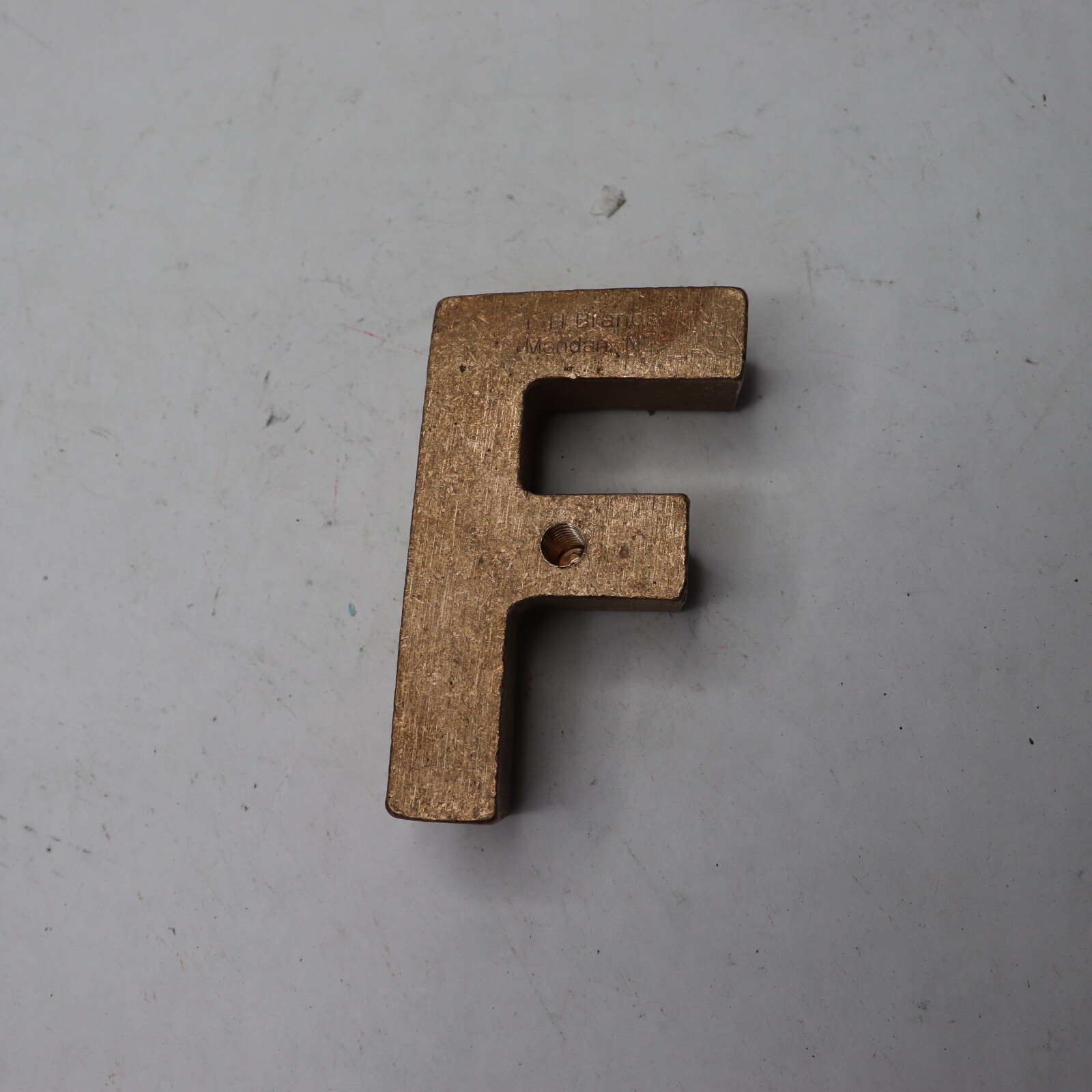 L & H Letter F Fire Heated Branding Iron Brass 4″