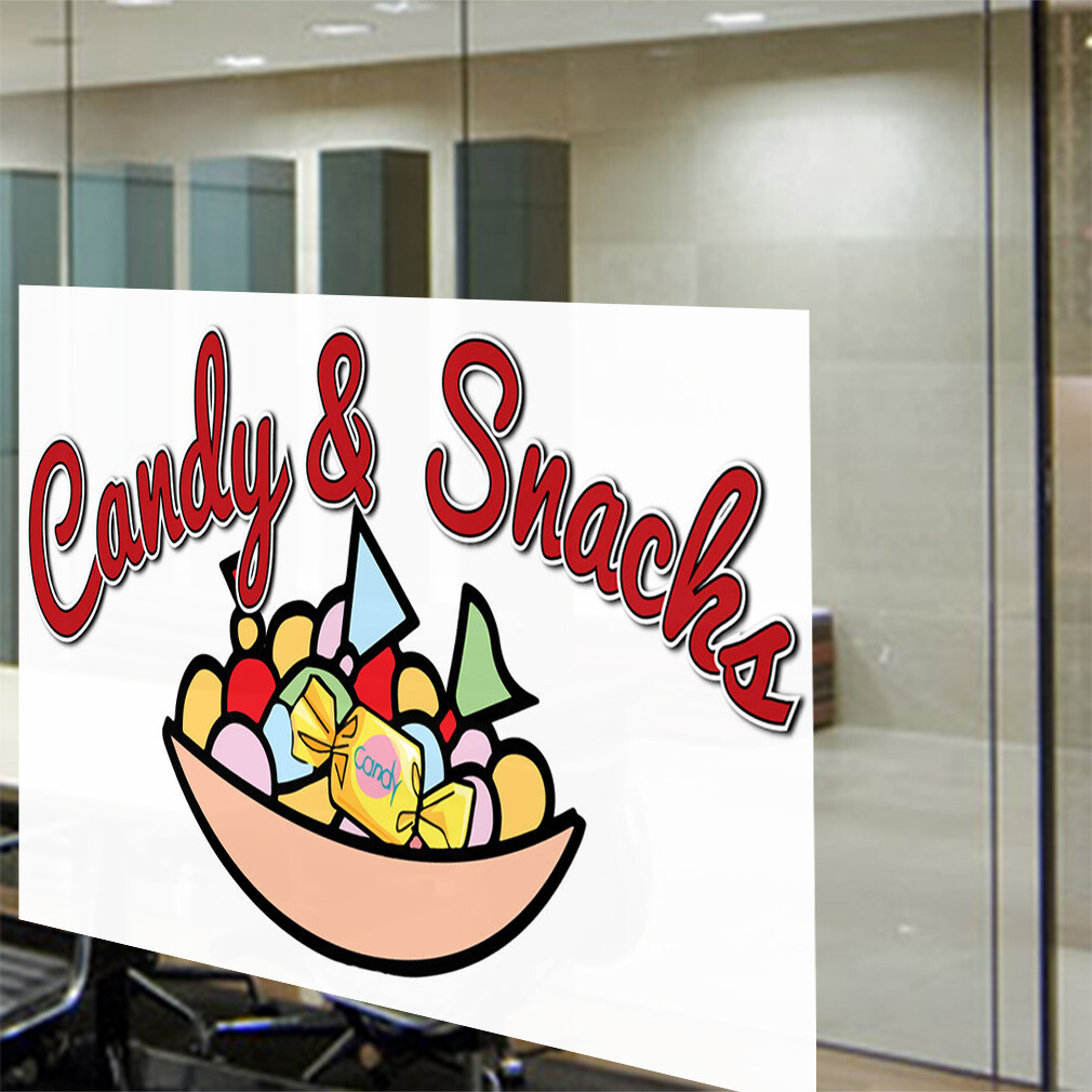 Decal Stickers Candy& Snacks Restaurant Cafe Bar A Vinyl Store Sign Label