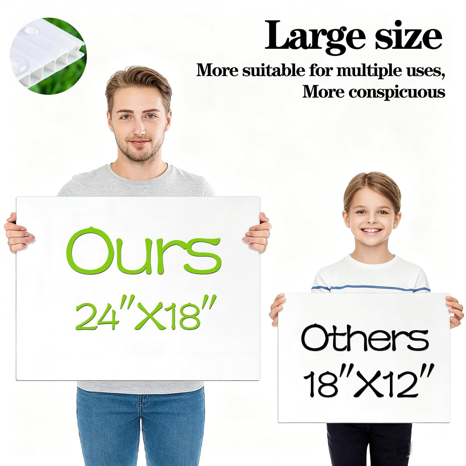 16 Pack 18 X 24 Inches White Corrugated Plastic Yard Sign with Metal Stakes for