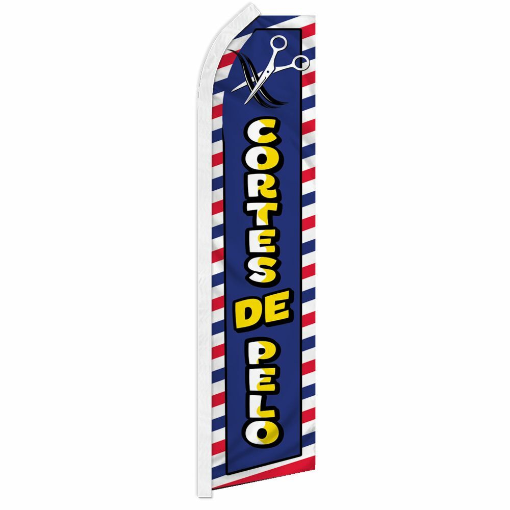 “CORTES DE PELO” advertising super flag swooper banner business hair cuts salon