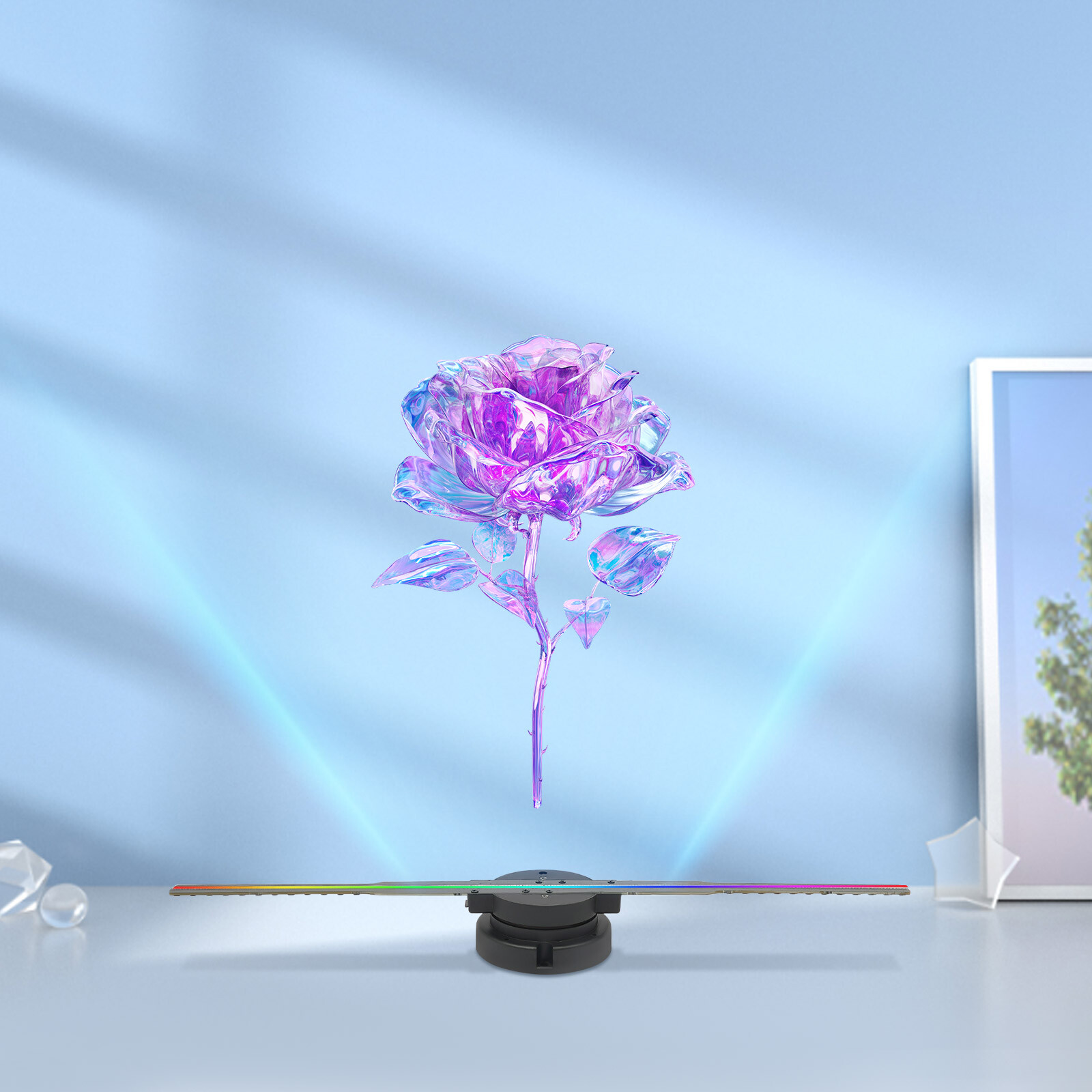 3D Holographic Projector 244-LED Hologram Fan Advertising Player Kit w/Control