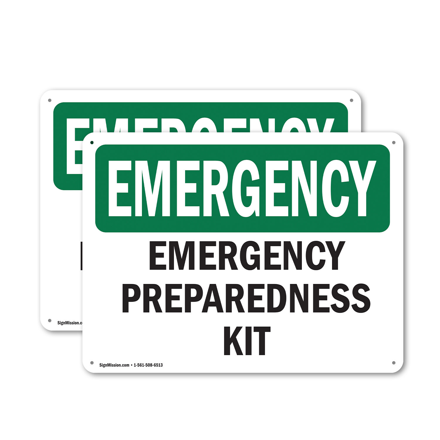(2 Pack) Preparedness Kit OSHA Emergency Sign Decal Metal Plastic