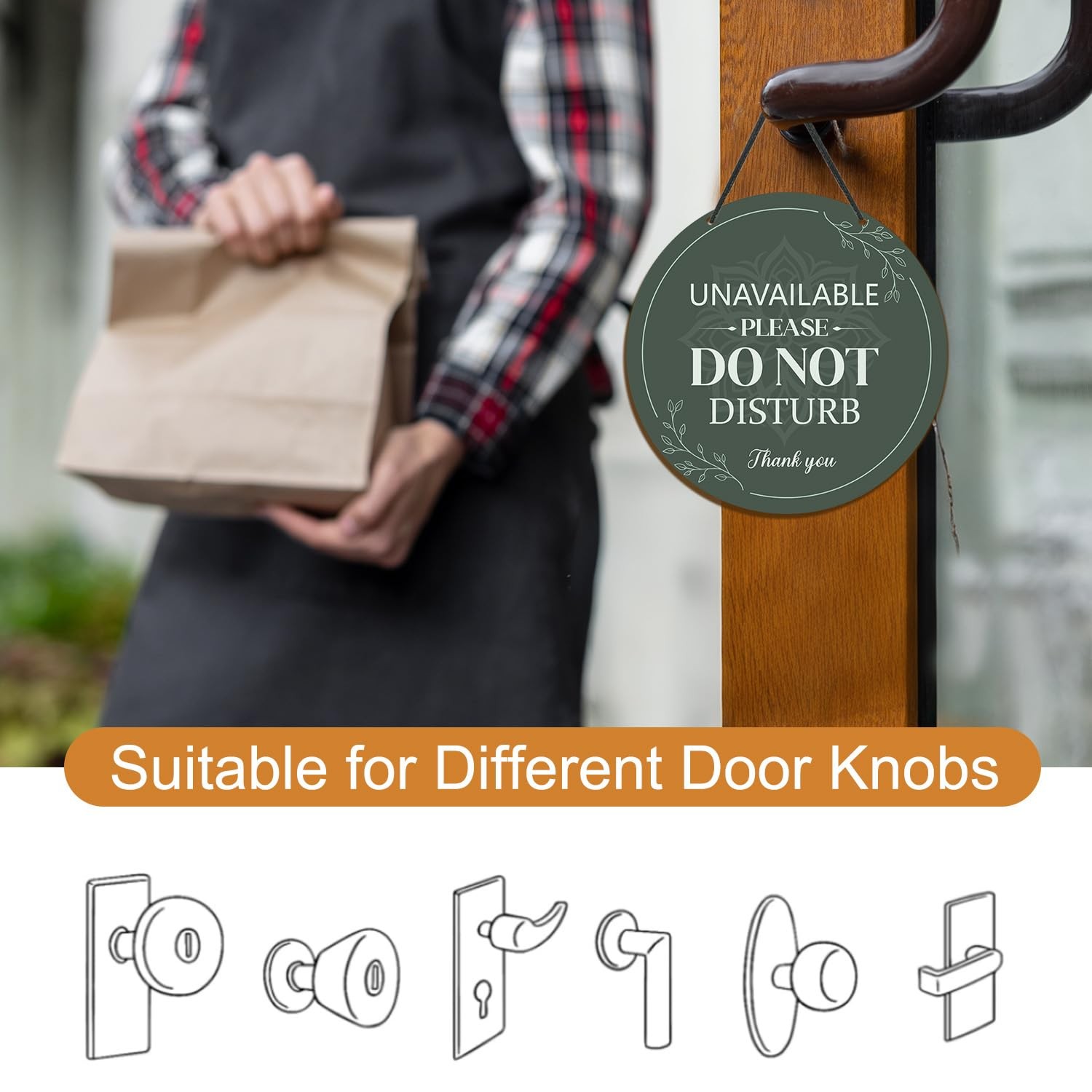 Do Not Disturb Door Hanger Sign – Available Please Knock Sign Green Double-Si…